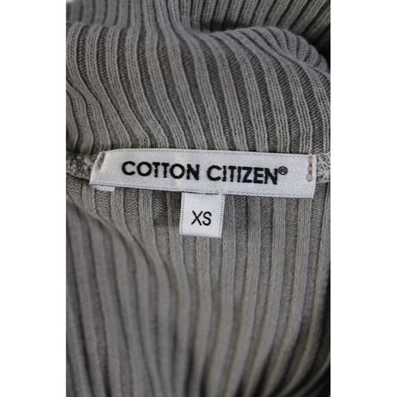 Cotton Citizen Womens Half Zip Ribbed Mock Neck Sweatshirt Brown Size XS - Picture 5 of 7